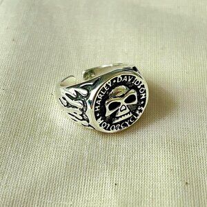 Harley-Davidson Silver Skull Emblem Ring